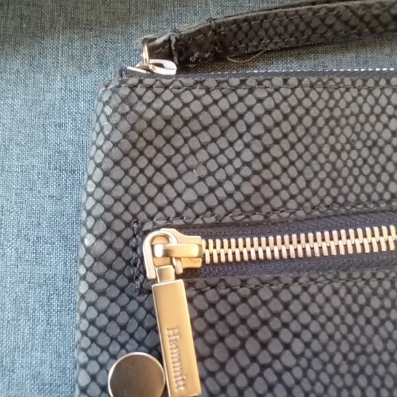 Hammitt blue embossed Wallet Clutch with strap - gray silver hardware good shape - Picture 2 of 7
